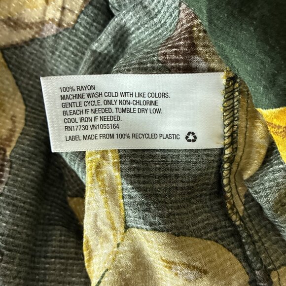 A New Day Womens L Green Yellow Floral Maxi Dress Long Sleeve High Neck Flowing - Picture 6 of 7